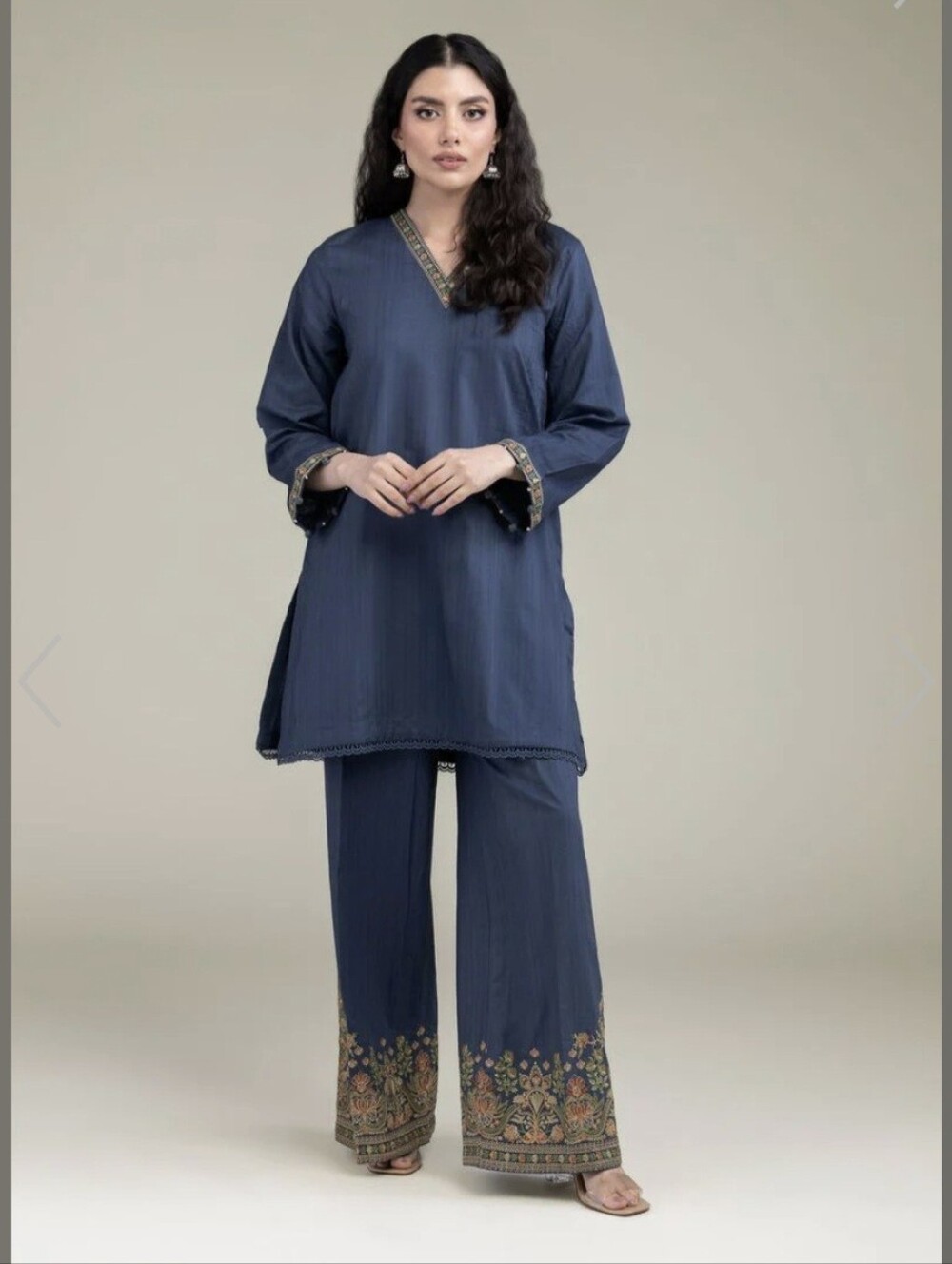 Khaadi 2 Piece Embroidery Kurta Trouser.kurta Size L, Trouser Size XL